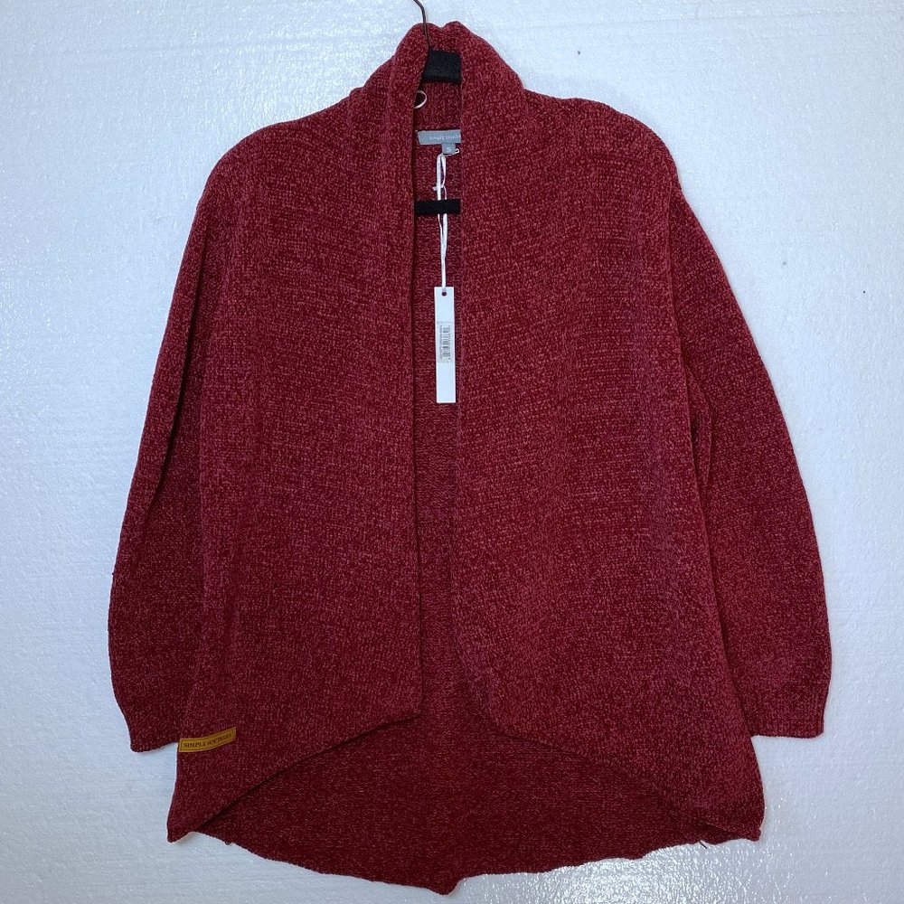 Simply Southern New Womens Size Small Red Open Front Cardigan Sweater Chenille